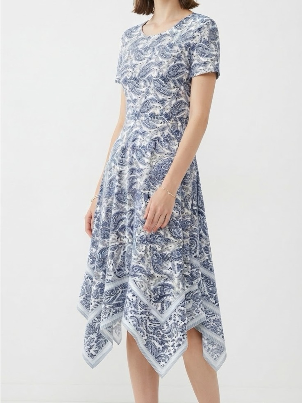 MICHAEL Michael Kors Blue Paisley Handkerchief-Hem Maxi Dress